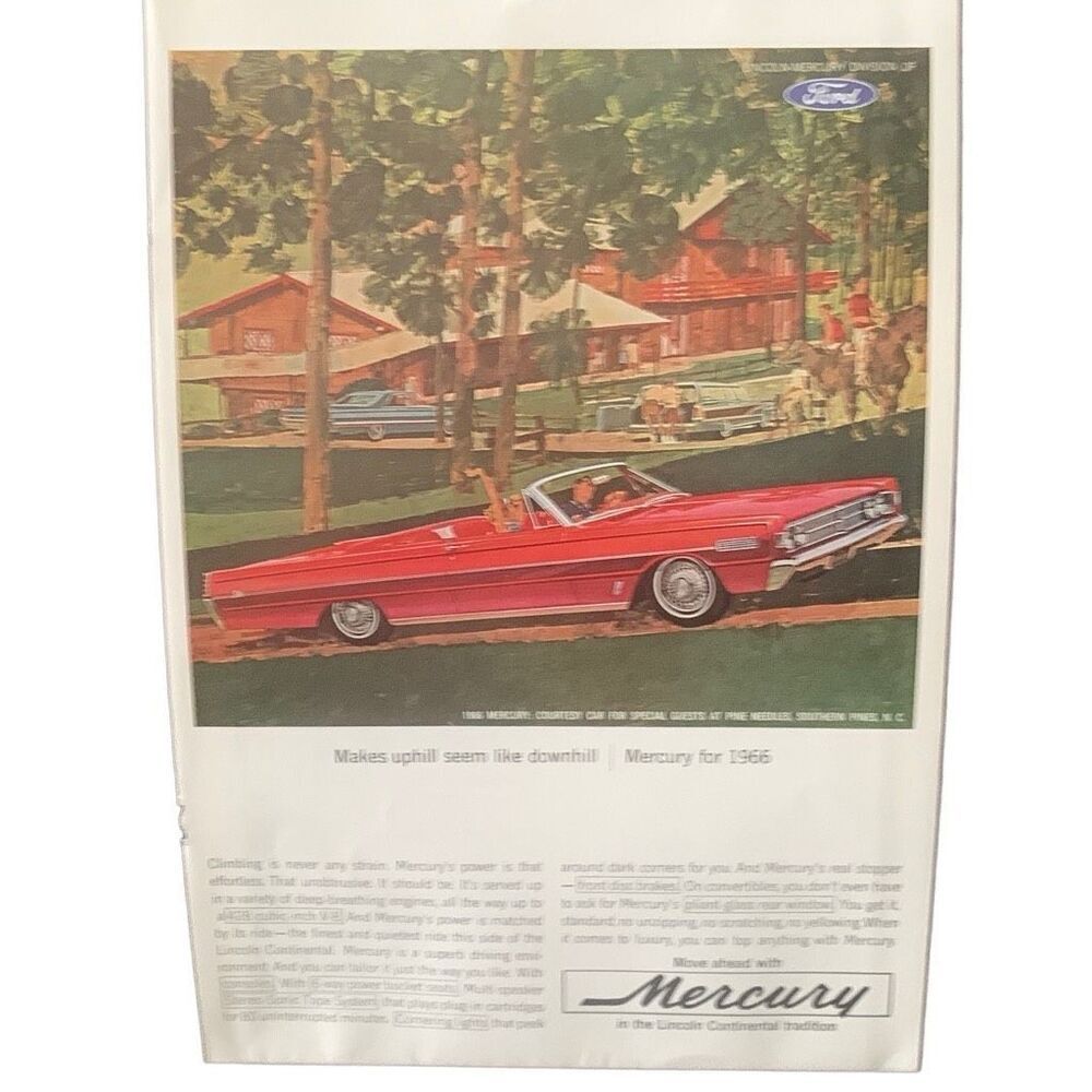 Vintage 1965 Mercury Uphill Seems Like Downhill Ad Advertisement